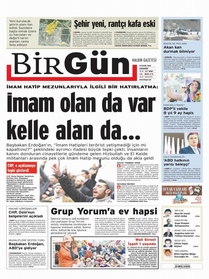 Gazete Manşetleri - 19 Eylül Çarşamba 24