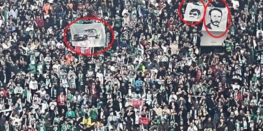 Provokatörler bu kez de Bursaspor-Amedspor maçında 'Beyaz Toros' ve 'Yeşil' posterleriyle sahaya indiler