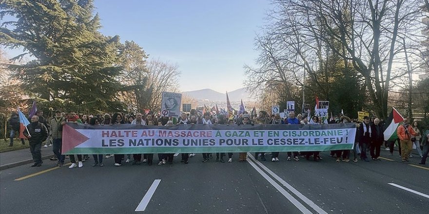 Cenevre’de Gazze için "ateşkes" talebiyle yürüyüş yapıldı