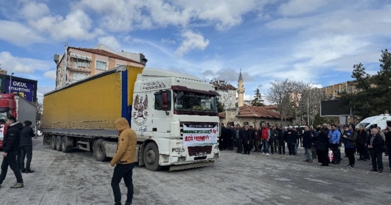 Karaman'dan Gazze'ye 4 tır insani yardım malzemesi gönderildi