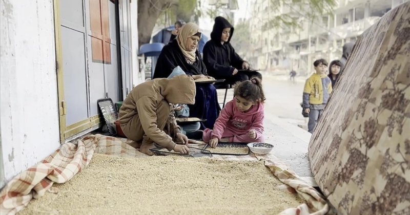 Binlerce Filistinli "bir torba un" alabilmek için canlarını tehlikeye atıyor