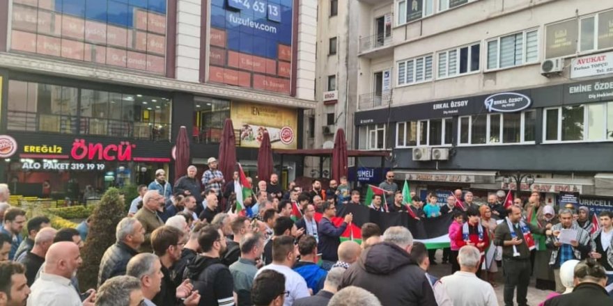 Katil İsrail’in Refah katliamı Ereğli’de protesto edildi