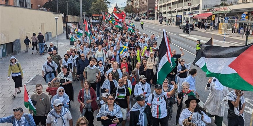 İsveç'te Filistin'e destek yürüyüşü yapıldı