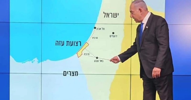 Katil Netanyahu, Batı Şeria'nın "ilhak edildiği" İsrail haritasını tekrar gösterdi