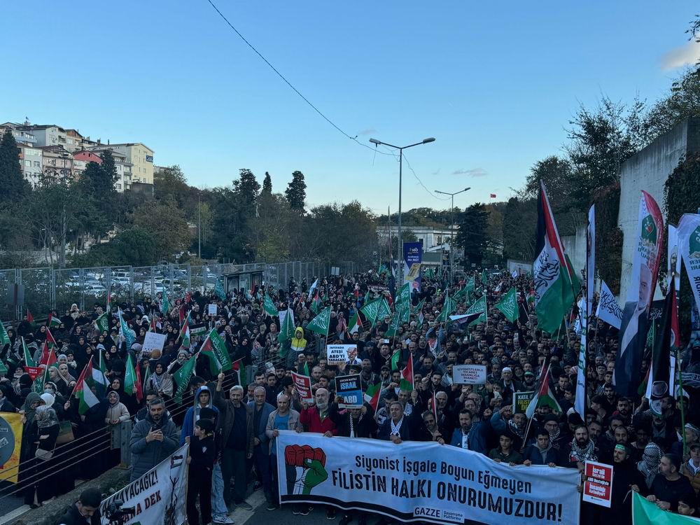 Gazze Dayanışma Platformu ABD konsolosluğu önünde eylem gerçekleştirdi: Katil İsrail, katil ABD!