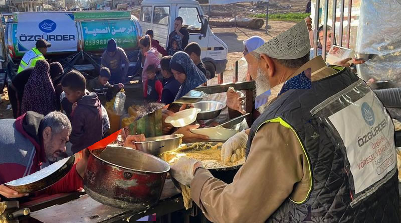 Özgür-Der, Gazzeli kardeşlerimize temiz su ve sıcak yemek dağıtımı yaptı