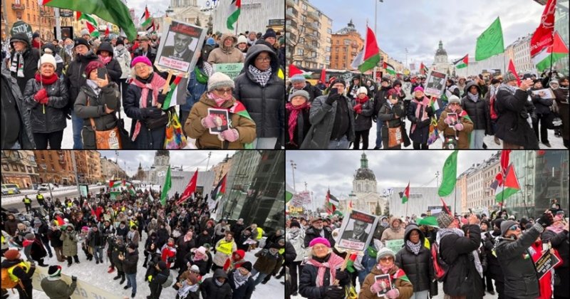 Filistin'de okulların ve hastanelerin bombalanması İsveç'te protesto edildi