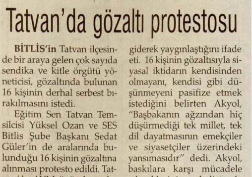 Tatvanda Gözaltı Protestosu