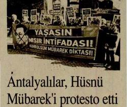 Antalyalılar, Hüsnü Mübareki Protesto Etti