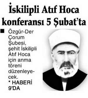 İskilipli Atıf Hoca Konferansı 5 Şubat’ta