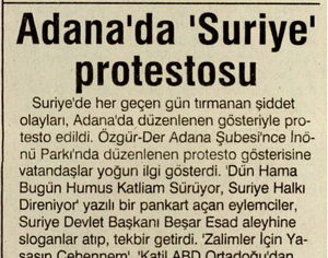 Adanada Suriye Protestosu