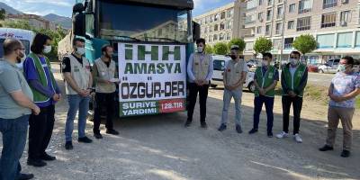 Amasya İHH ve Özgür-Der'den Suriye’ye 1 Tır Yardım