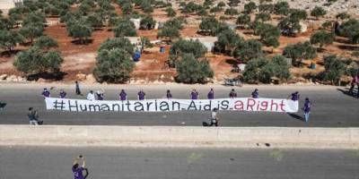 İdlib'de Rusya'nın insani yardımları engelleme girişimlerine protesto