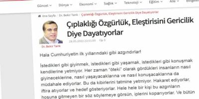 “Çıplaklığı özgürlük, eleştirisini gericilik diye dayatıyorlar”