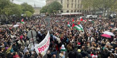 Paris'te yasağa rağmen Filistin'e destek gösterisi