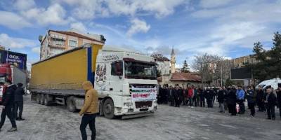 Karaman'dan Gazze'ye 4 tır insani yardım malzemesi gönderildi