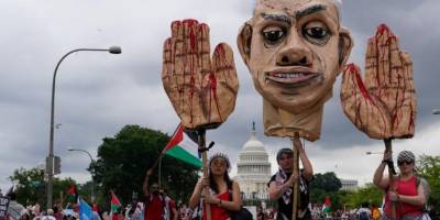 Katil Netanyahu'ya Washington'da dev protesto