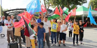 Niğde'de çocuklar, katil İsrail'in Filistin'e yönelik saldırılarını protesto etti